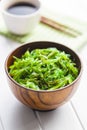 Green wakame. Seaweed salad in bowl