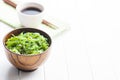 Green wakame. Seaweed salad in bowl