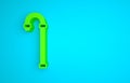 Green Walking stick cane icon isolated on blue background. Minimalism concept. 3D render illustration