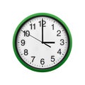 Green wall clock isolated on a white background. Royalty Free Stock Photo