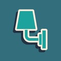 Green Wall lamp or sconce icon isolated on green background. Wall lamp light. Long shadow style. Vector Royalty Free Stock Photo