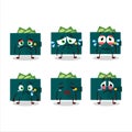 Green wallet cartoon character with sad expression