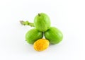 Green Walnuts Isolated on White Background