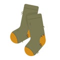 Green Warm socks. Cozy autumn or winter clothes concept