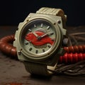 Vintage Fishing Watch With Automotive Personified Face In Pixar Style