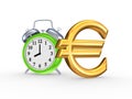 Green watch and sign of euro.