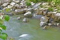 River bed with rocky bottom and banks Royalty Free Stock Photo