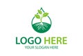 Green Water Drop Eco Nature Organic Leaf Root Logo Design