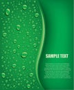 Green water drops background with place for text Royalty Free Stock Photo