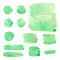 Green watercolor brush strokes. Vector brush stroke