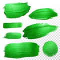 Green watercolor brush strokes. Vector oil paint smear. Polish trace. Royalty Free Stock Photo