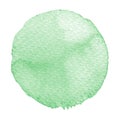 Green watercolor circle. Stain with paper texture.