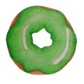 Green watercolor donut