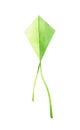 Green watercolor kite isolated on white background.