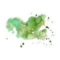 Green Watercolor splash, spot, dot and stripe on white background. Royalty Free Stock Photo