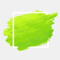 Green watercolor stroke with white frame. Grunge abstract background brush paint texture Royalty Free Stock Photo