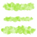 Green watercolor strokes, stripes, banner rounded shapes set