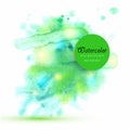 Green watercolor wet brush paint vector isolated stain on white background for text design, web, label. Aquarelle Royalty Free Stock Photo