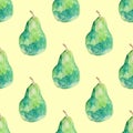 Green Watercolour Pear Design on yellow