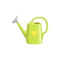 Green Watering Can With Heart Print Royalty Free Stock Photo