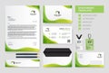 Green wavy Corporate Identity template. Business Stationery Template Design vector