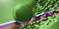 Green wavy ribbon with russian flag. 3D illustration