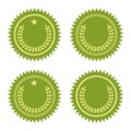 Green wax seals. Vector icons set. Royalty Free Stock Photo