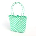 Green weave bag on white background Royalty Free Stock Photo