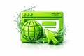 Green web browser icon with globe and cursor internet Royalty Free Stock Photo