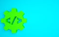 Green Web design and front end development icon isolated on blue background. Minimalism concept. 3d illustration 3D Royalty Free Stock Photo