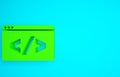 Green Web design and front end development icon isolated on blue background. Minimalism concept. 3d illustration 3D Royalty Free Stock Photo
