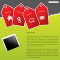 Green website template design with red labels