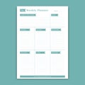 Green weekly planner schedule template monday to saturday with notes and week goals list simple table style Royalty Free Stock Photo