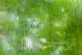 Green wet moist water condense on glass windows