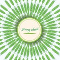 Green wheat stalks. Young wheat germ. Vector banner.Circular ornament with spike Royalty Free Stock Photo