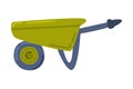 Green Wheelbarrow, Gardening and Agricultural Equipment Cartoon Style Vector Illustration