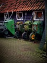 Green wheelbarrows Royalty Free Stock Photo