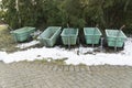 Wheelbarrows in a Row Royalty Free Stock Photo