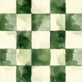 Green and White Abstract Watercolor Checkered Pattern Design Royalty Free Stock Photo