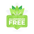 Green and white aluminium free badge with leaf symbol, eco-friendly product label design