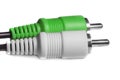 Green white audio video jacks Royalty Free Stock Photo