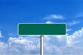 Green blank road sign over the blue cloudy sky Royalty Free Stock Photo