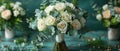 Concept Bridal Bouquet, Green and white bridal bouquet with roses eucalyptus dew drops and leaves