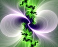 Green white bright shapes, baroque fantasy fractal, abstract flowery spiral shapes, background