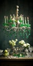 Green And White Chandelier Table Decoration For St. Patrick\'s Day Royalty Free Stock Photo