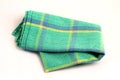 Green white checkered dishcloth, wiper on white backgro Royalty Free Stock Photo