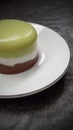 green white chocolate pudding cake Royalty Free Stock Photo