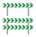 Green and white construction barricade