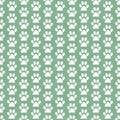 Green and White Dog Paw Prints Tile Pattern Repeat Background Royalty Free Stock Photo