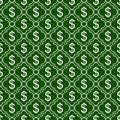 Green and White Dollar Sign Pattern Repeat Background
